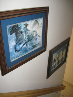 Horses Stampede Painting on Stairs Wall - Cuadro Estampida de Caballos en la Pared de las Escaleras